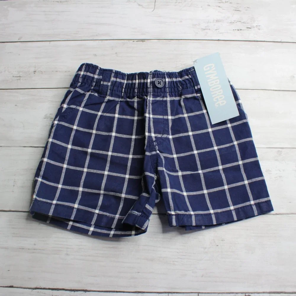Gymboree Baby Boy Plaid Shorts Shirts Size 6-12 Months Lot Grasshopper